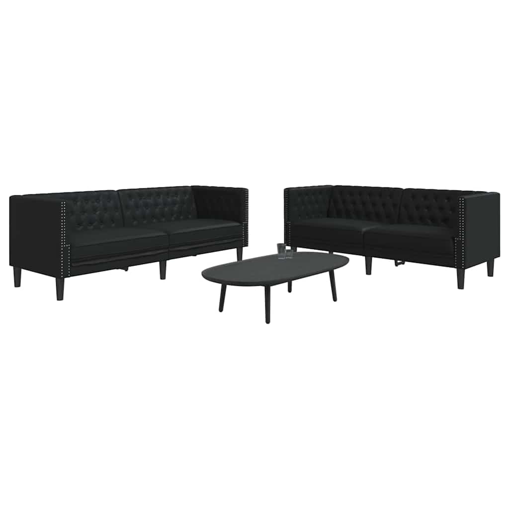 vidaXL Bankstel 2 pcs Zwart 194 x 74.5 x 70.5 cm Kunstleer
