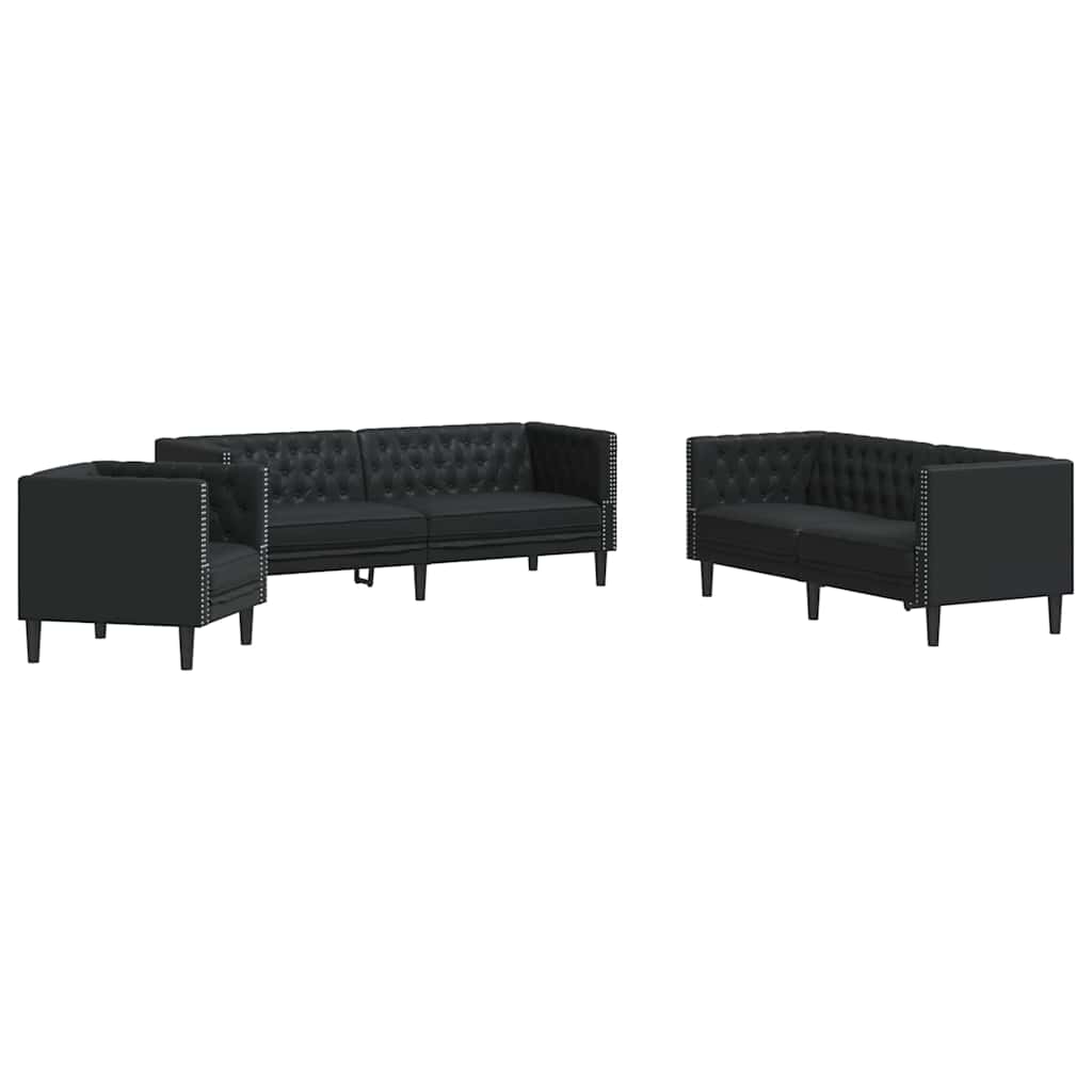 Thumbnail - vidaXL Sofa Set 3 pcs Schwarz 194 x 74.5 x 70.5 cm Kunstleder