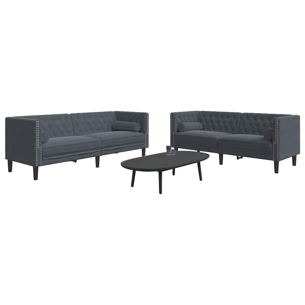 vidaXL Bankstel 2 pcs Donkergrijs Fluweel