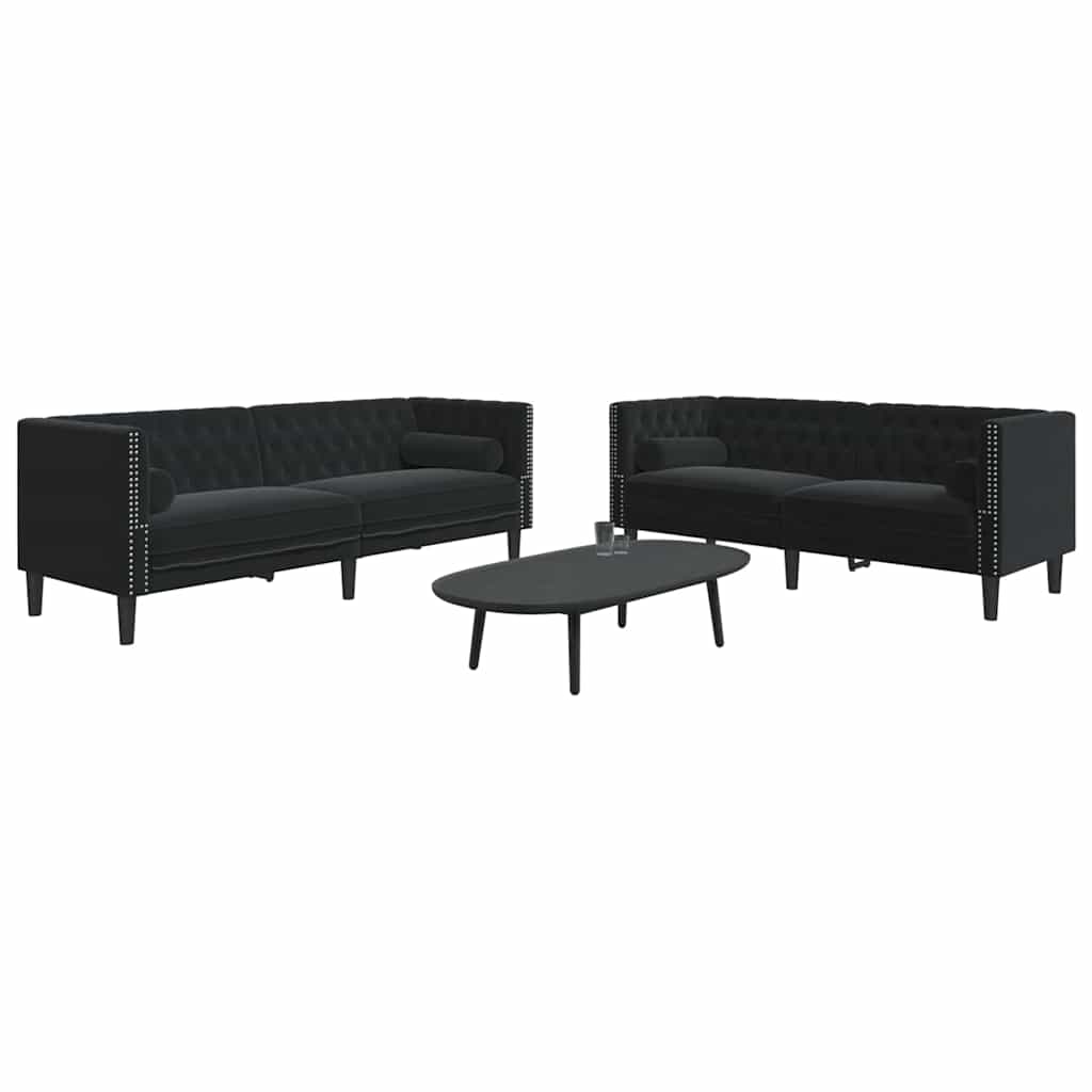 vidaXL Bankstel 2 pcs Zwart Fluweel
