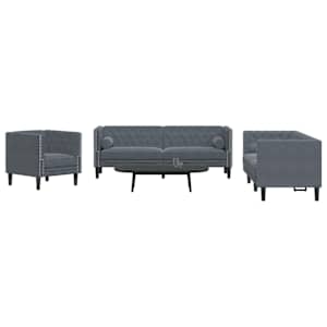 Pohovka do obývacího pokoje 3 pcs Tmavě šedá samet - obrázek 3