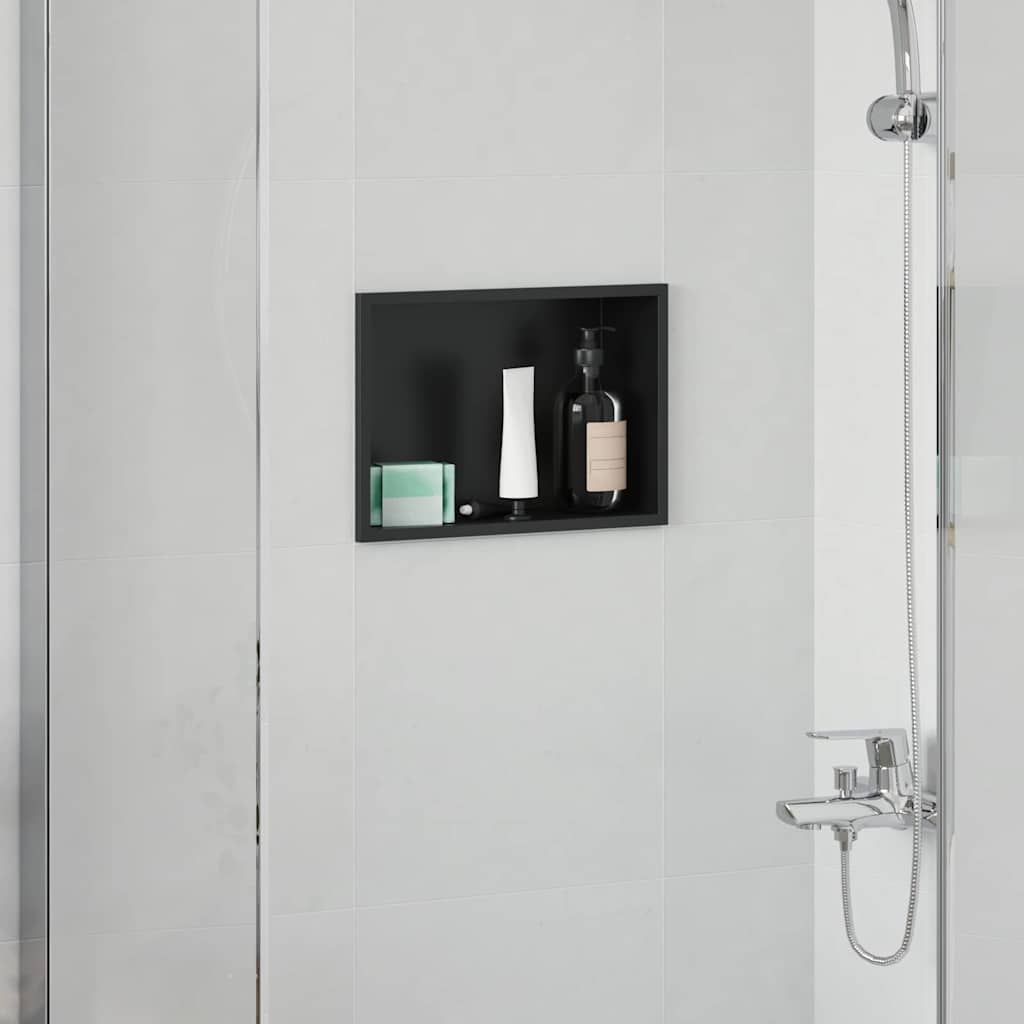 vidaXL Nisă de Duș Negru 30 x 20 x 9.5 cm Oţel inoxidabil
