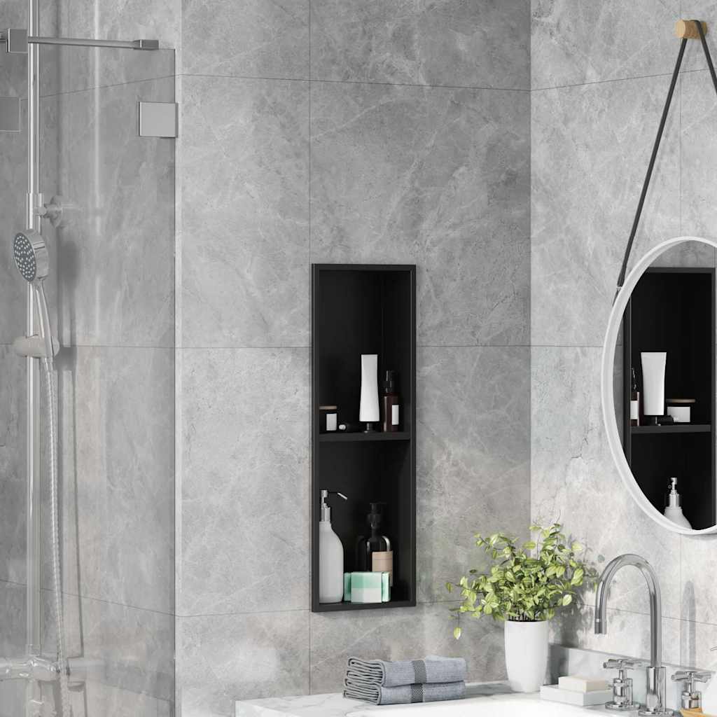 vidaXL Nisă de Duș Negru 60 x 20 x 9.5 cm Oţel inoxidabil