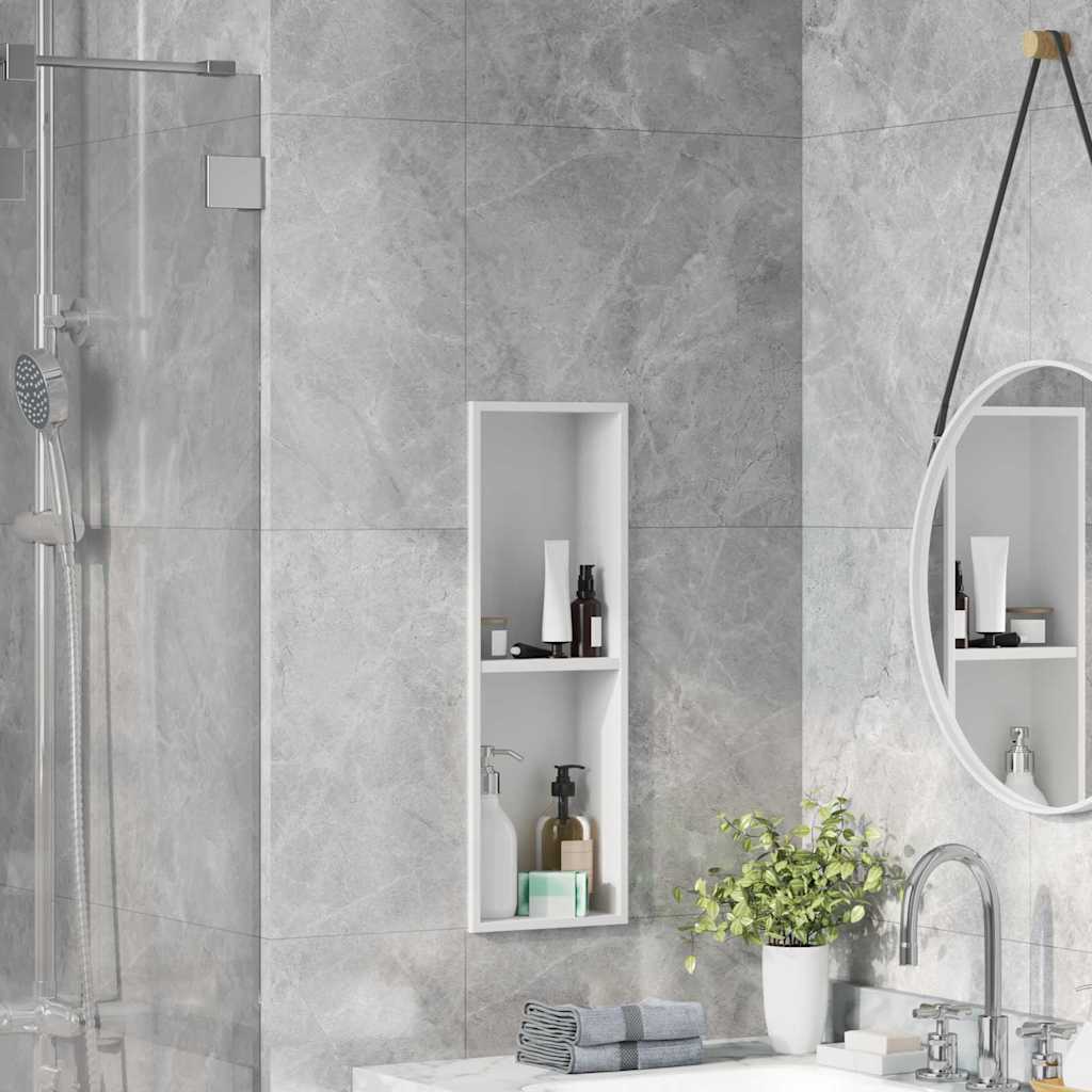 vidaXL Nisă de Duș Alb 60 x 20 x 9.5 cm Oţel inoxidabil
