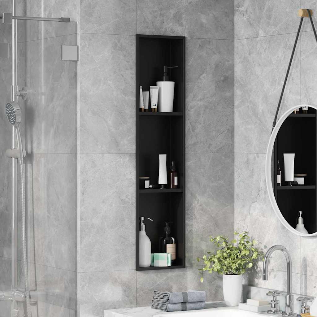 vidaXL Nisă de Duș Negru 90 x 20 x 9.5 cm Oţel inoxidabil