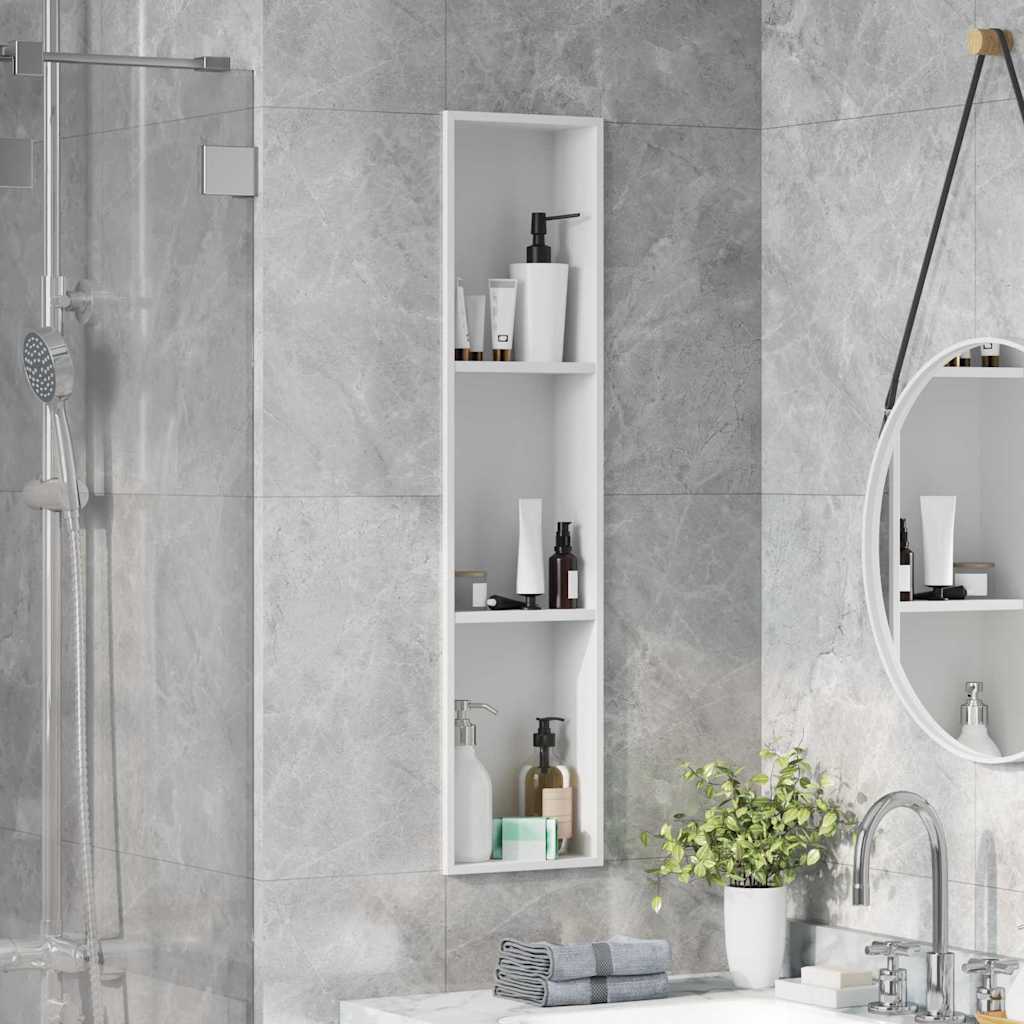 vidaXL Nisă de Duș Alb 90 x 20 x 9.5 cm Oţel inoxidabil