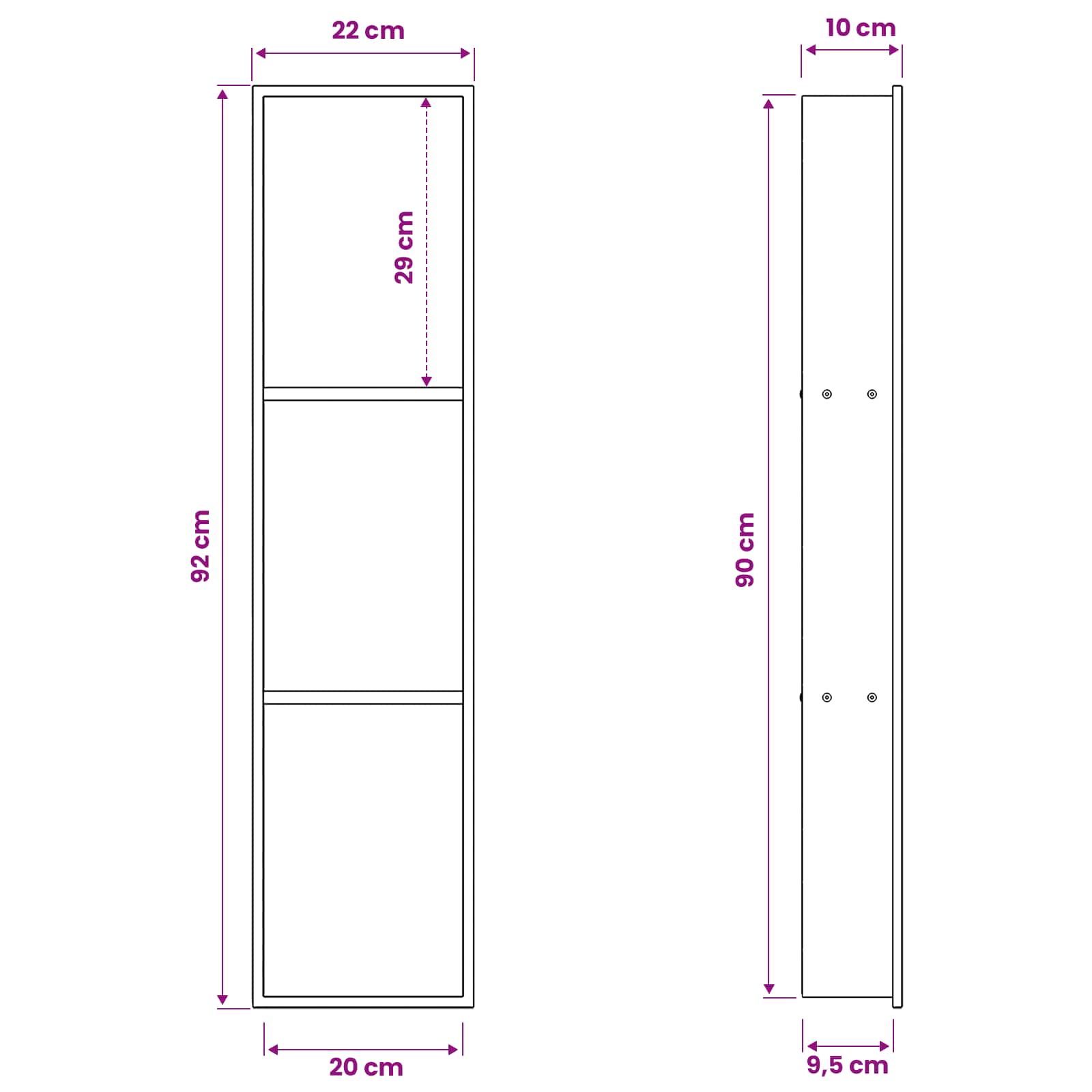 Duschnische Silber 90 x 20 x 9,5 cm Edelstahl – Ansicht 9