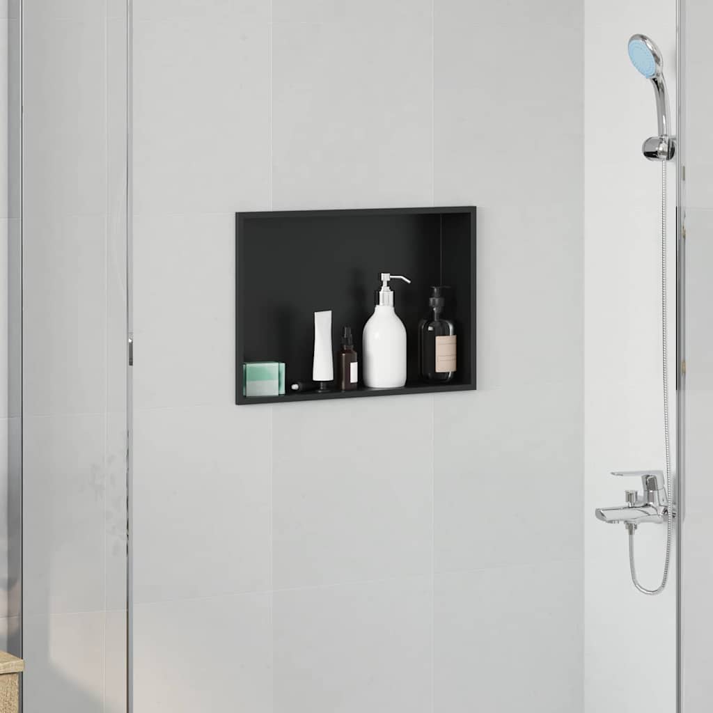 vidaXL Nisă de Duș Negru 45 x 30 x 9.5 cm Oţel inoxidabil