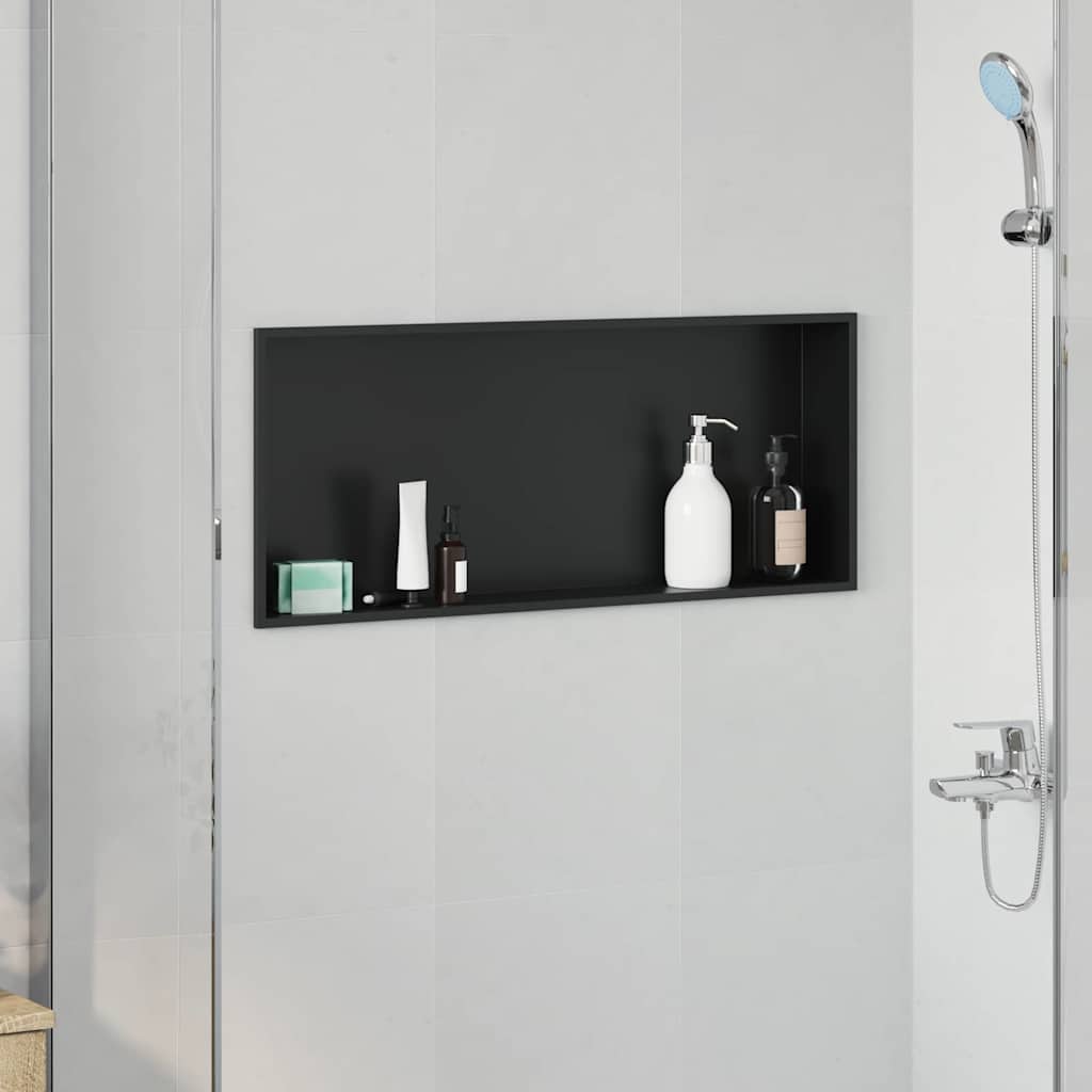 vidaXL Nisă de Duș Negru 75 x 30 x 9.5 cm Oţel inoxidabil