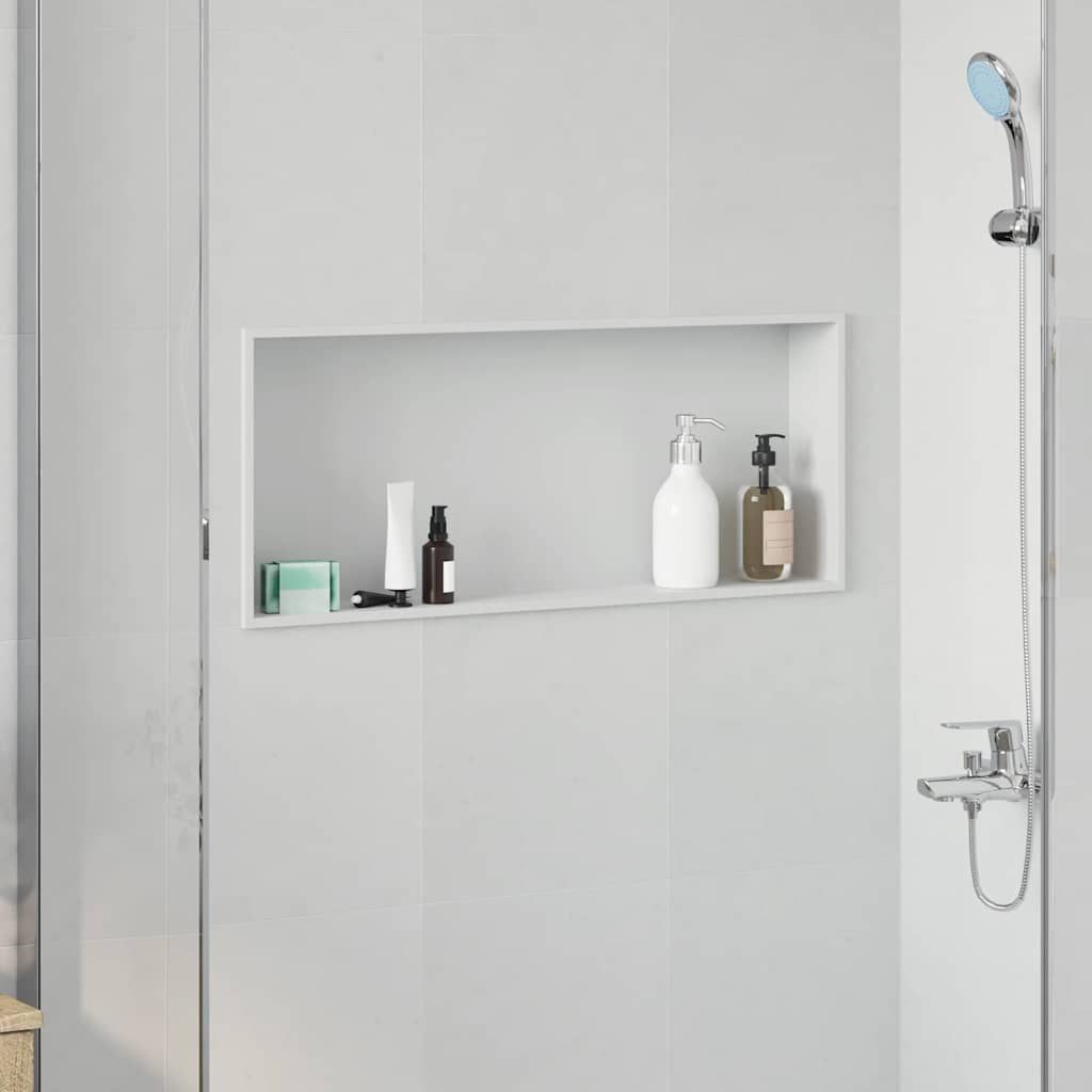 vidaXL Nisă de Duș Alb 75 x 30 x 9.5 cm Oţel inoxidabil
