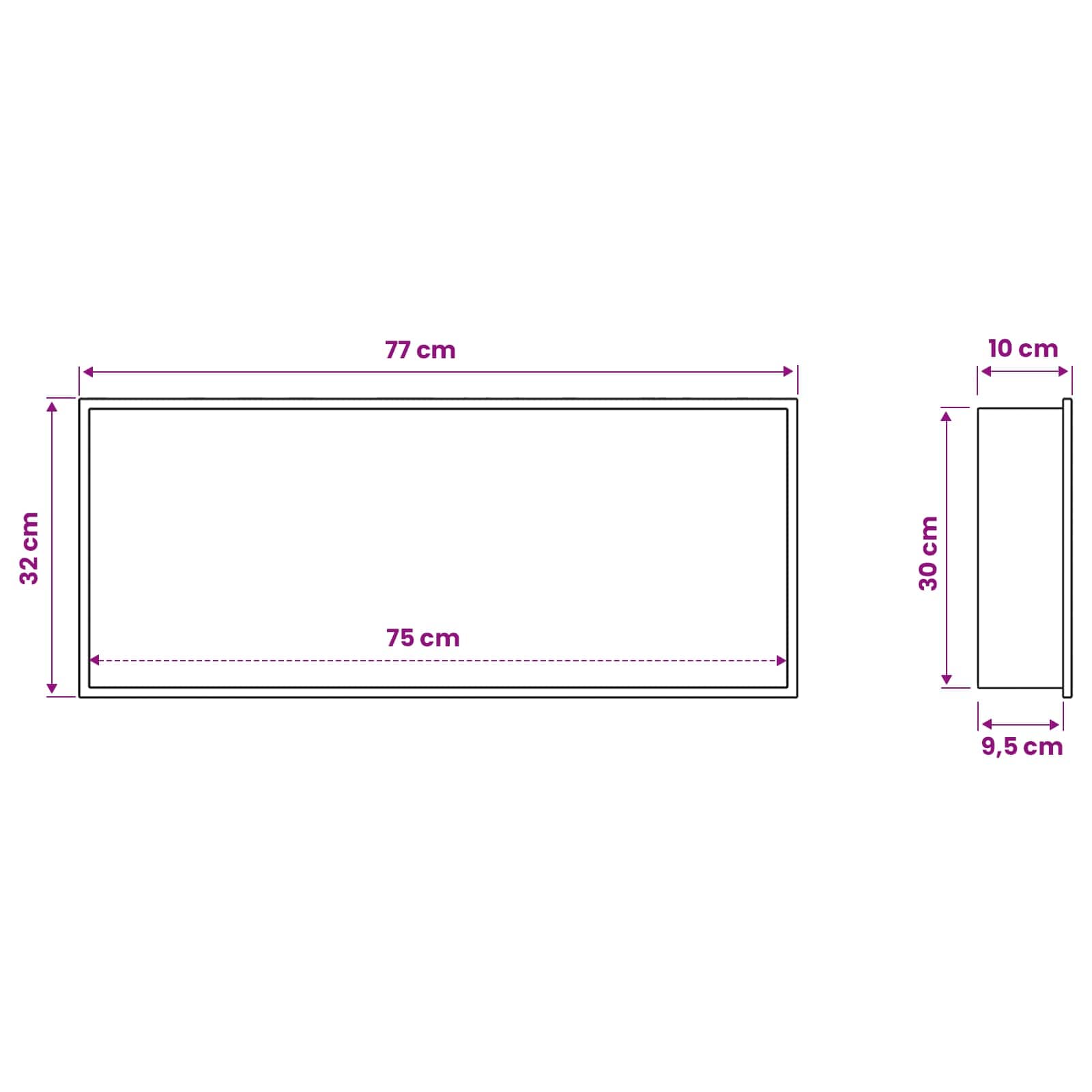 Duschnische Weiß 75 x 30 x 9,5 cm Edelstahl – Ansicht 9