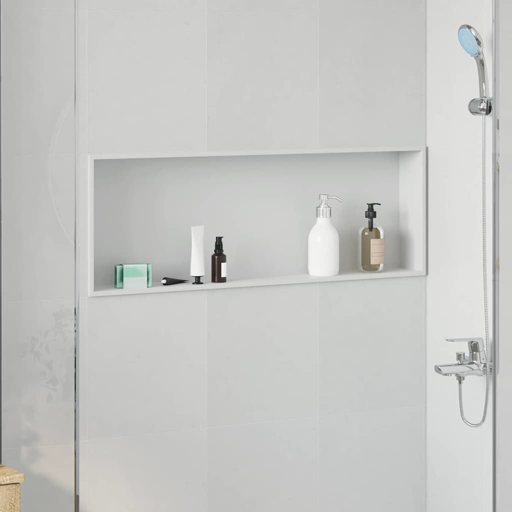 vidaXL Nisă de Duș Alb 90 x 30 x 9.5 cm Oţel inoxidabil
