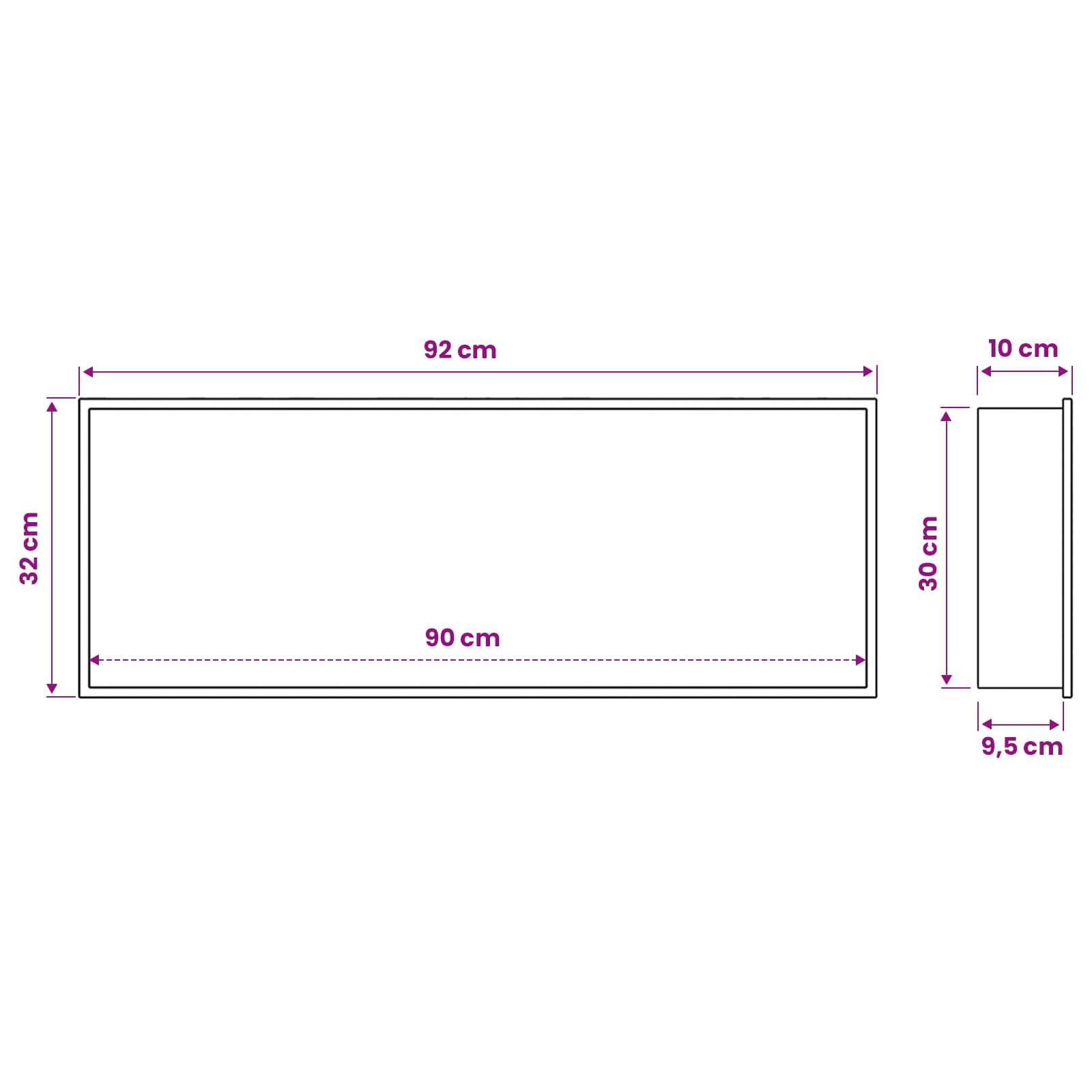 Duschnische Weiß 90 x 30 x 9,5 cm Edelstahl – Ansicht 9