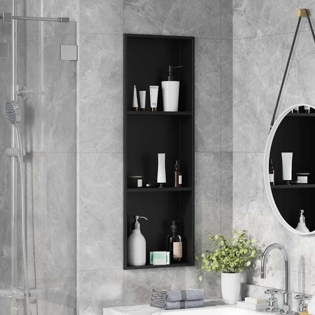vidaXL Nisă de Duș Negru 90 x 30 x 9.5 cm Oţel inoxidabil