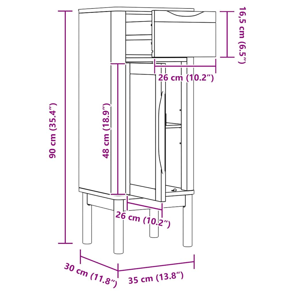 Kopalniška omarica s predalom FLORO Bela 35 x 30 x 90 cm - slika 11