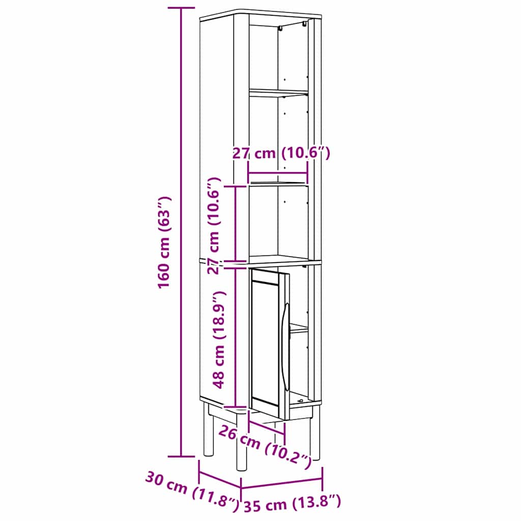 Visoka kopalniška omara FLORO Voskast rjav 35 x 30 x 160 cm - slika 11