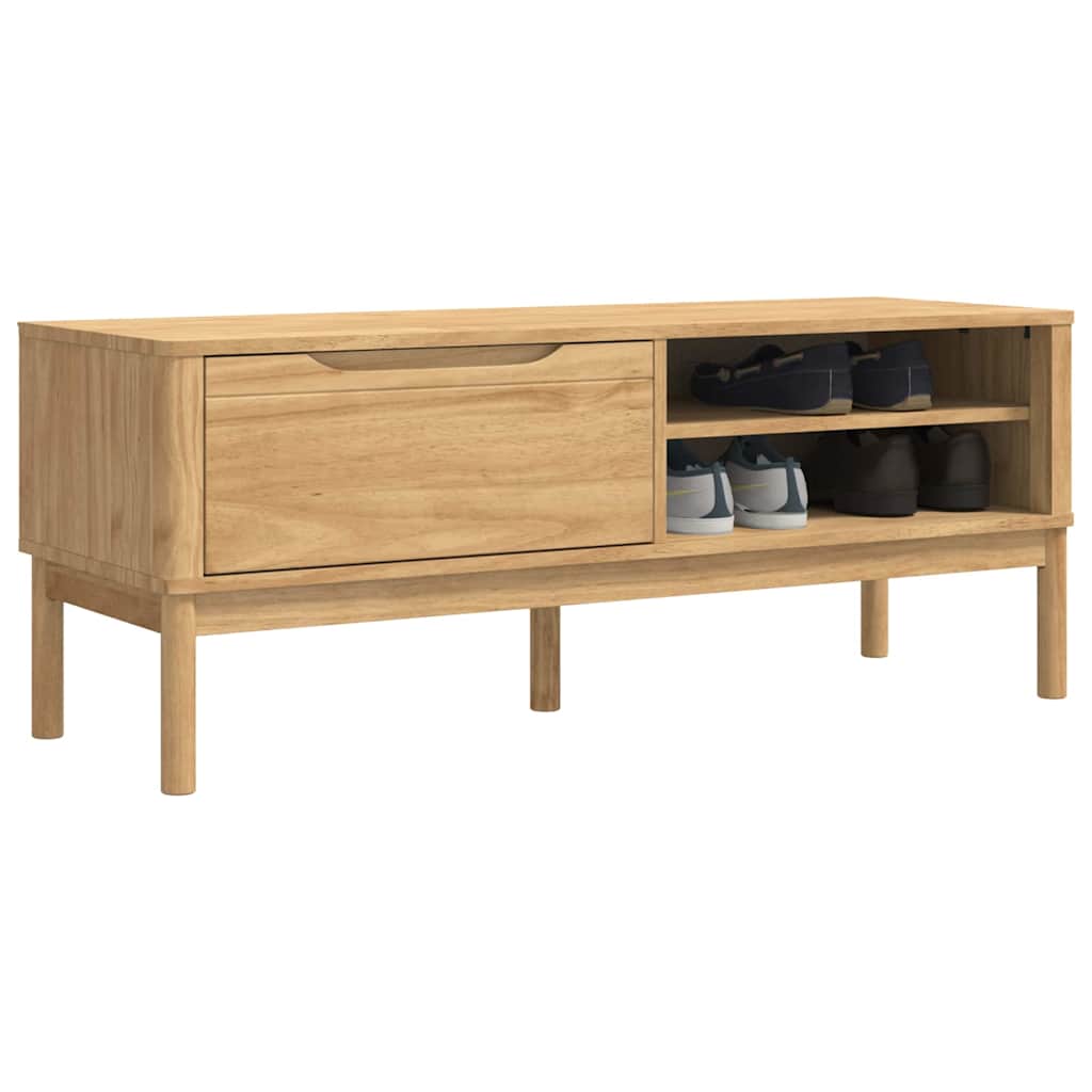 vidaXL Hal bank met lade Wasbruin 115 x 40 x 45 cm Massief Vurenhout