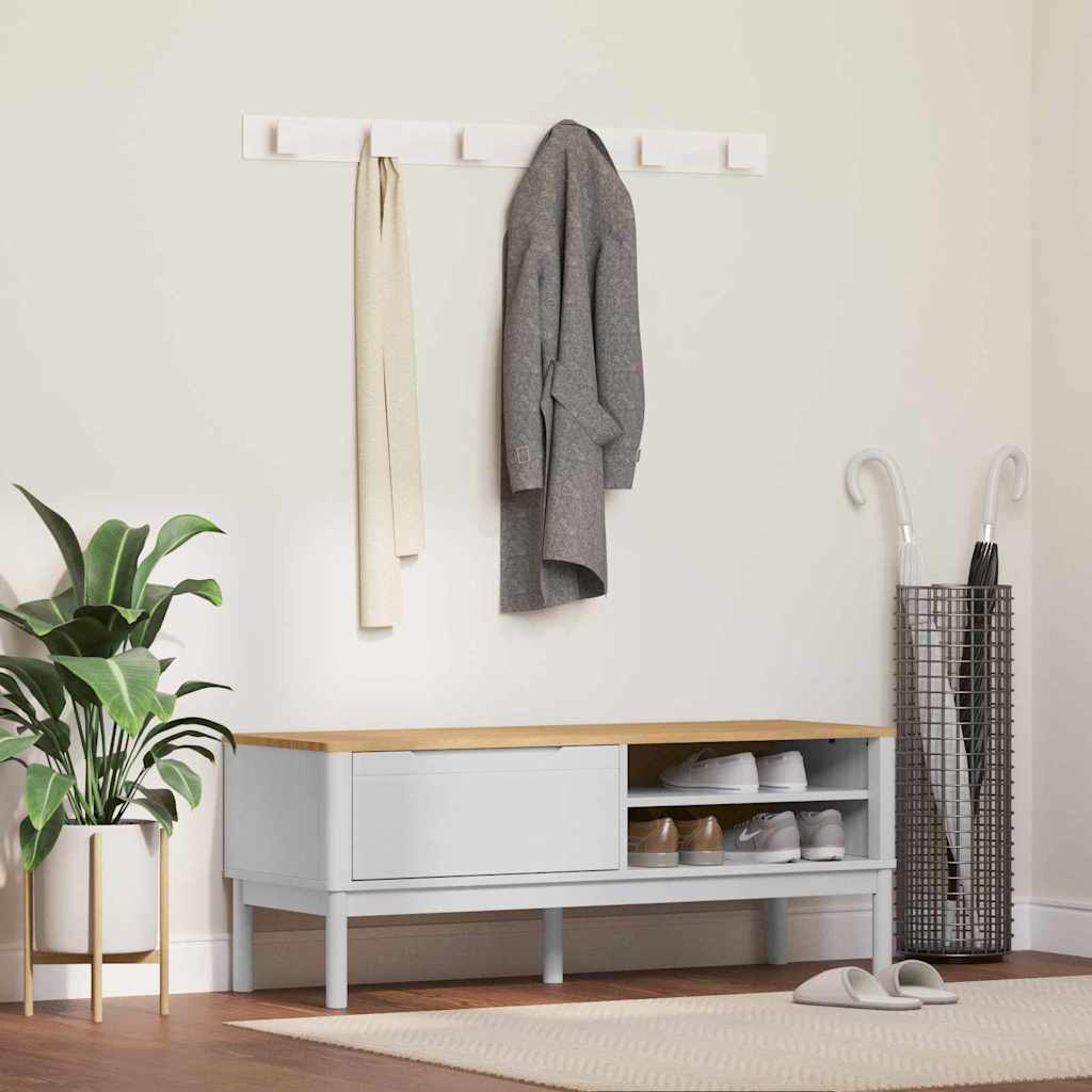 Klubska klop s polico Bela 115 x 40 x 45 cm Masivno borovo les