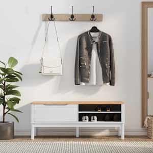 Lavice do chodby se zásuvkou FLORO Bílá 115 x 40 x 45 cm - obrázek 4