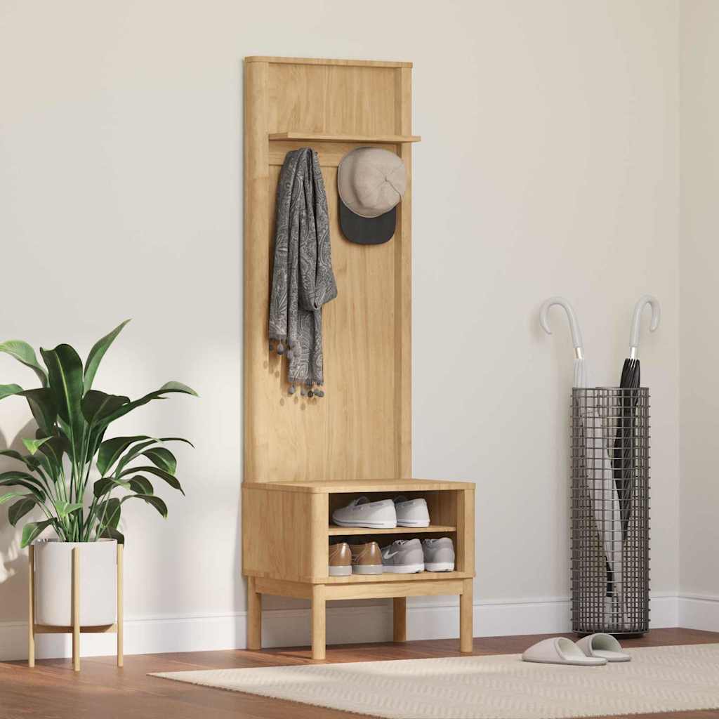 Шкаф за коридор FLORO Кафяво с восъчно покритие Солиден бор