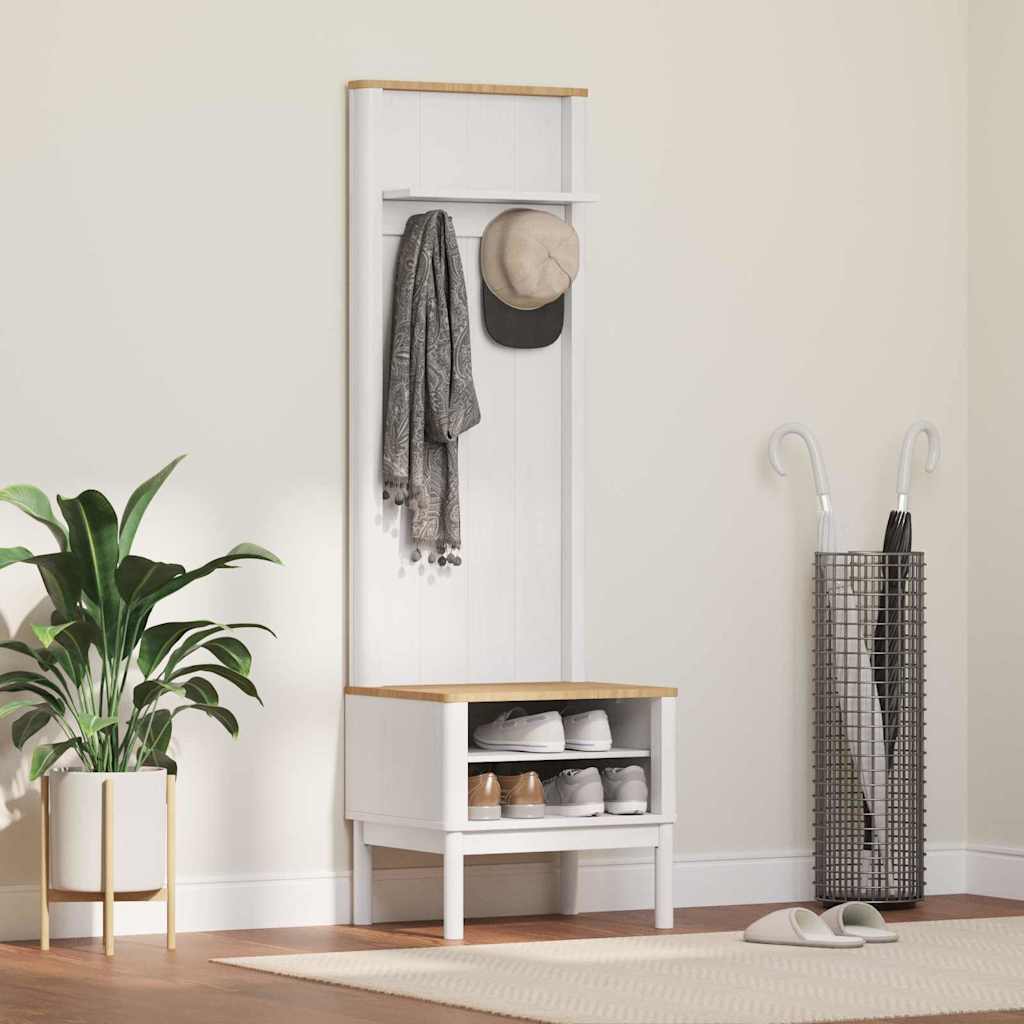 Шкаф за коридор с рафт FLORO Бяло 50 x 40 x 158 см Солиден бор