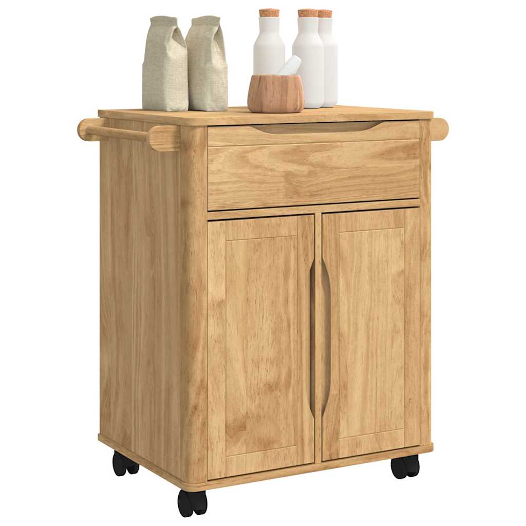 vidaXL Keuken Trolley Wasbruin 72,5 x 45 x 80 cm Massief Vurenhout