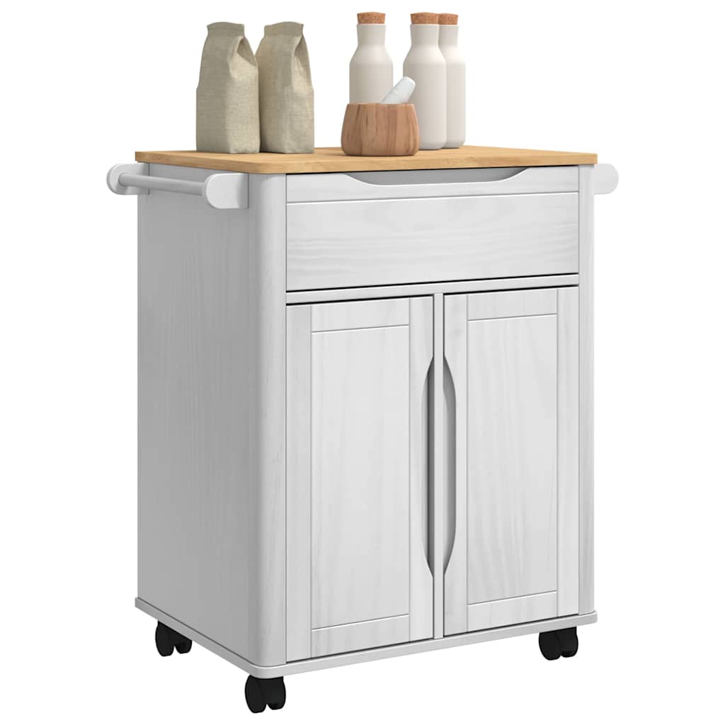 vidaXL Keuken Trolley Wit 72,5 x 45 x 80 cm Massief Vurenhout