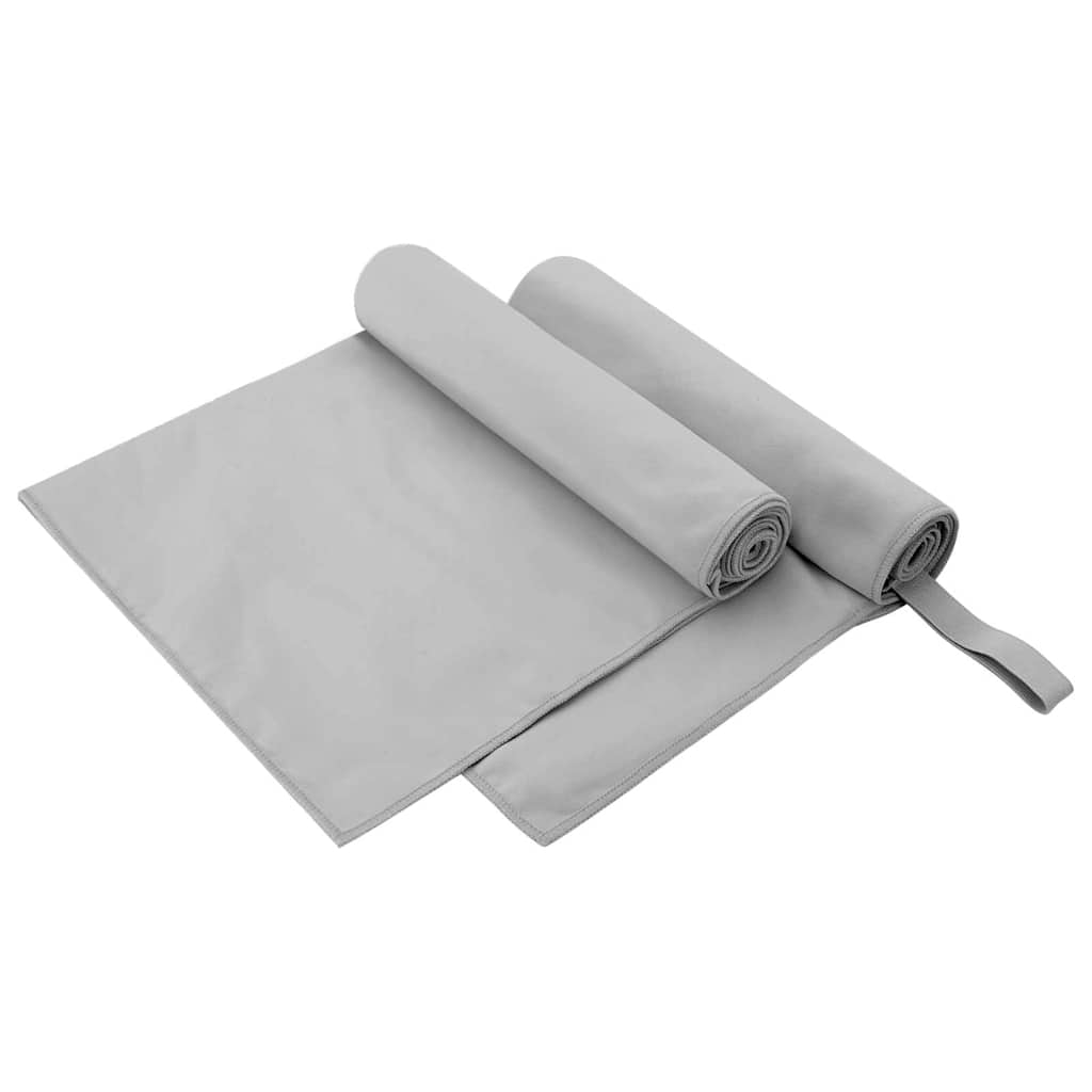 vidaXL Prosoape Sport 2 pcs Gri 100 x 50 cm Poliester și poliamidă