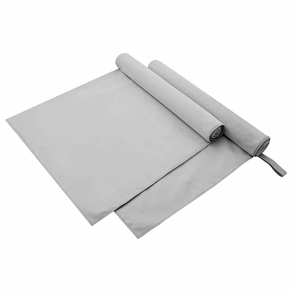 vidaXL Prosoape Sport 2 pcs Gri 180 x 90 cm Poliester și poliamidă