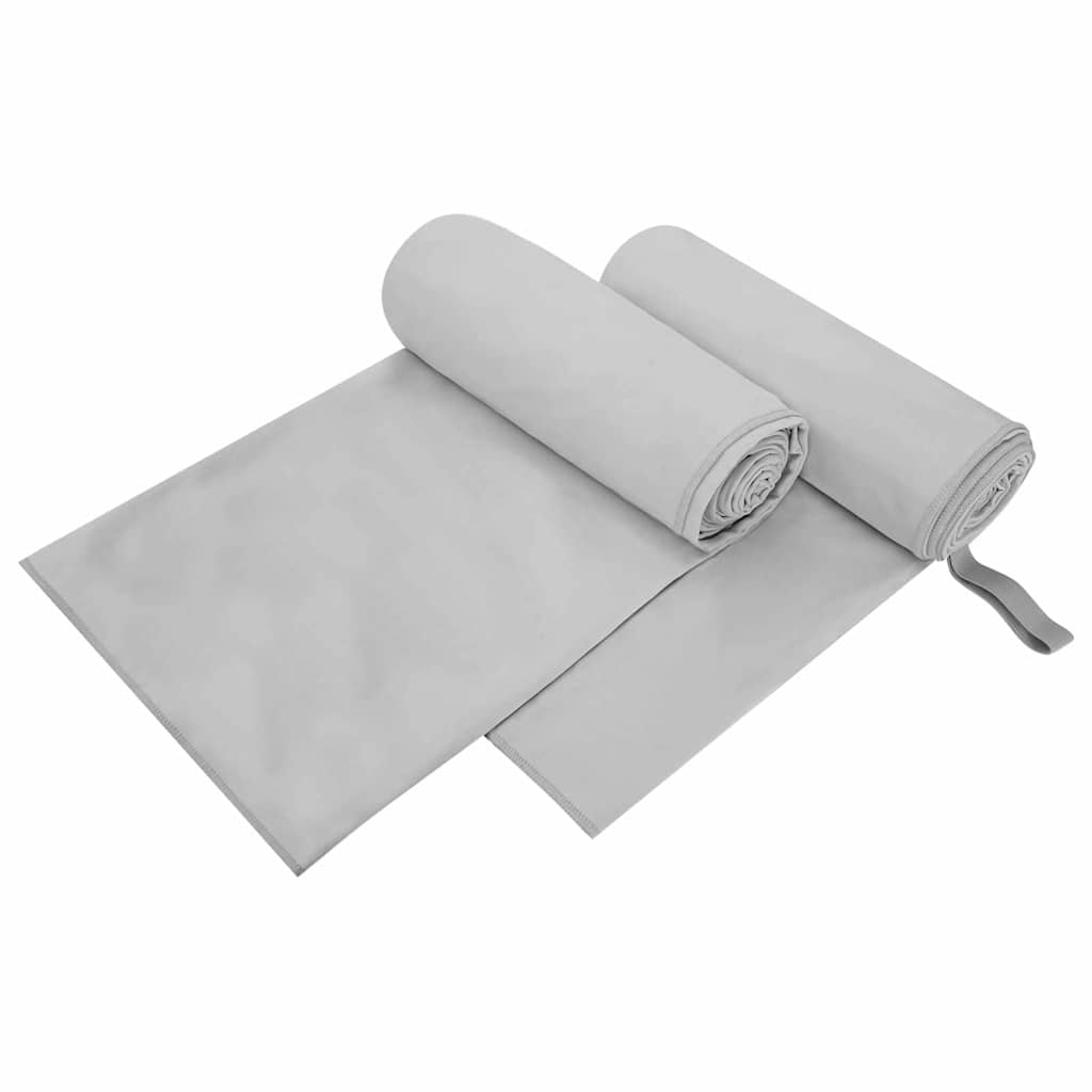 vidaXL Prosoape Sport 2 pcs Gri 200 x 100 cm Poliester și poliamidă