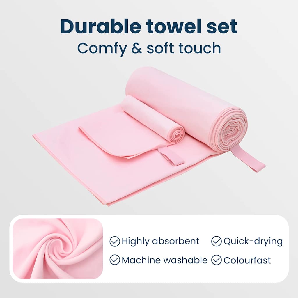 vidaXL Sporthandtuch Set 2 pcs Rosa Stoff – Bild 6
