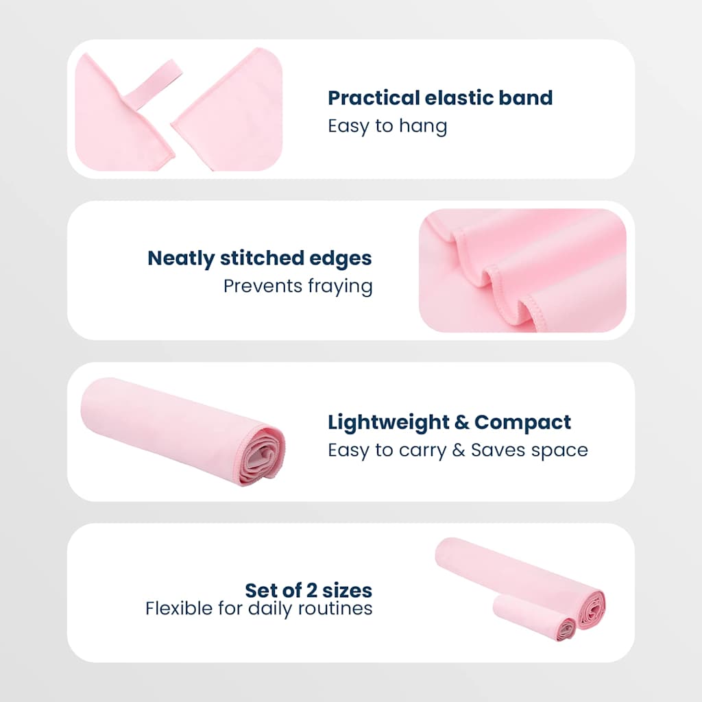 vidaXL Sporthandtuch Set 2 pcs Rosa Stoff – Bild 7