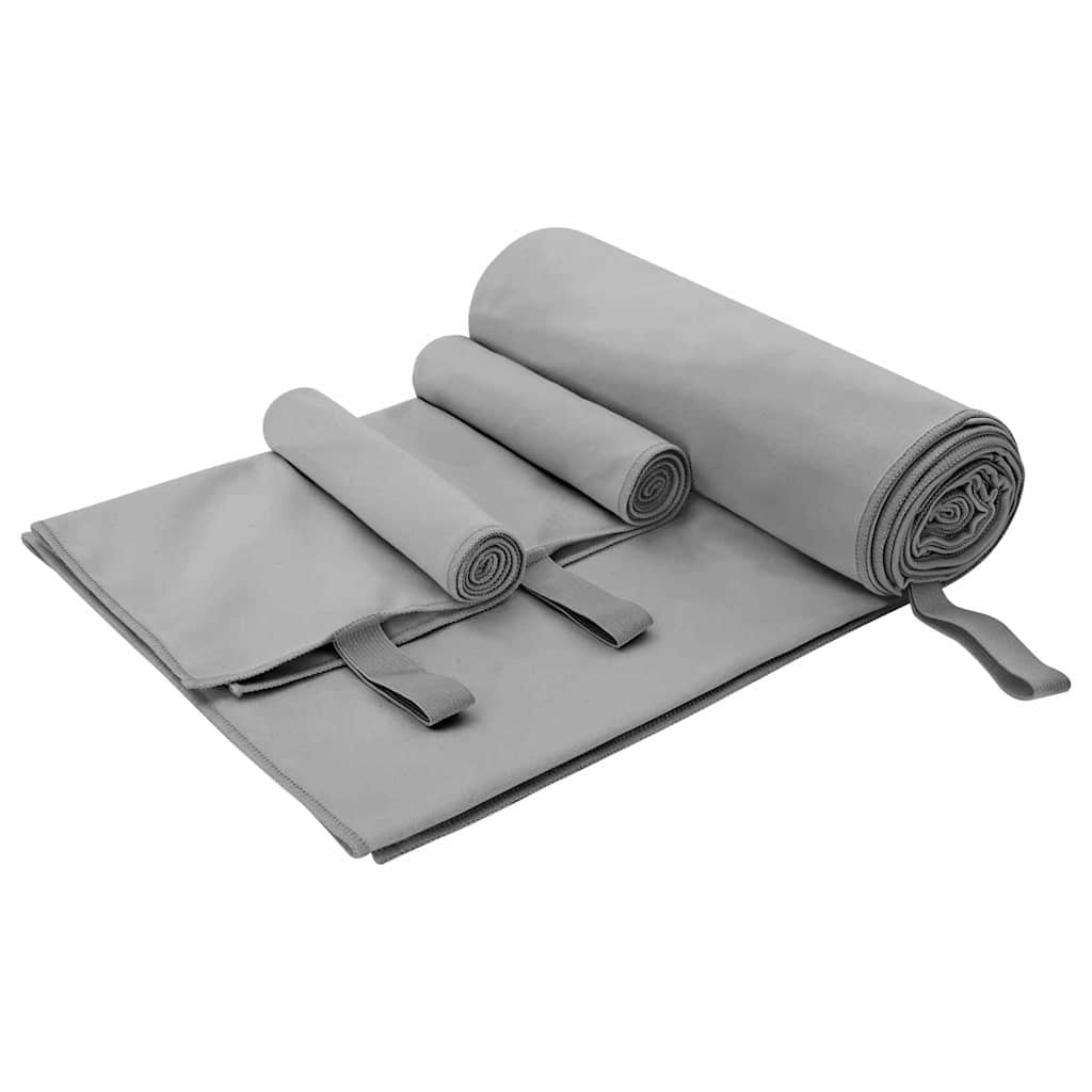 vidaXL Set de Prosoape Sport 3 pcs Gri închis Poliester și poliamidă