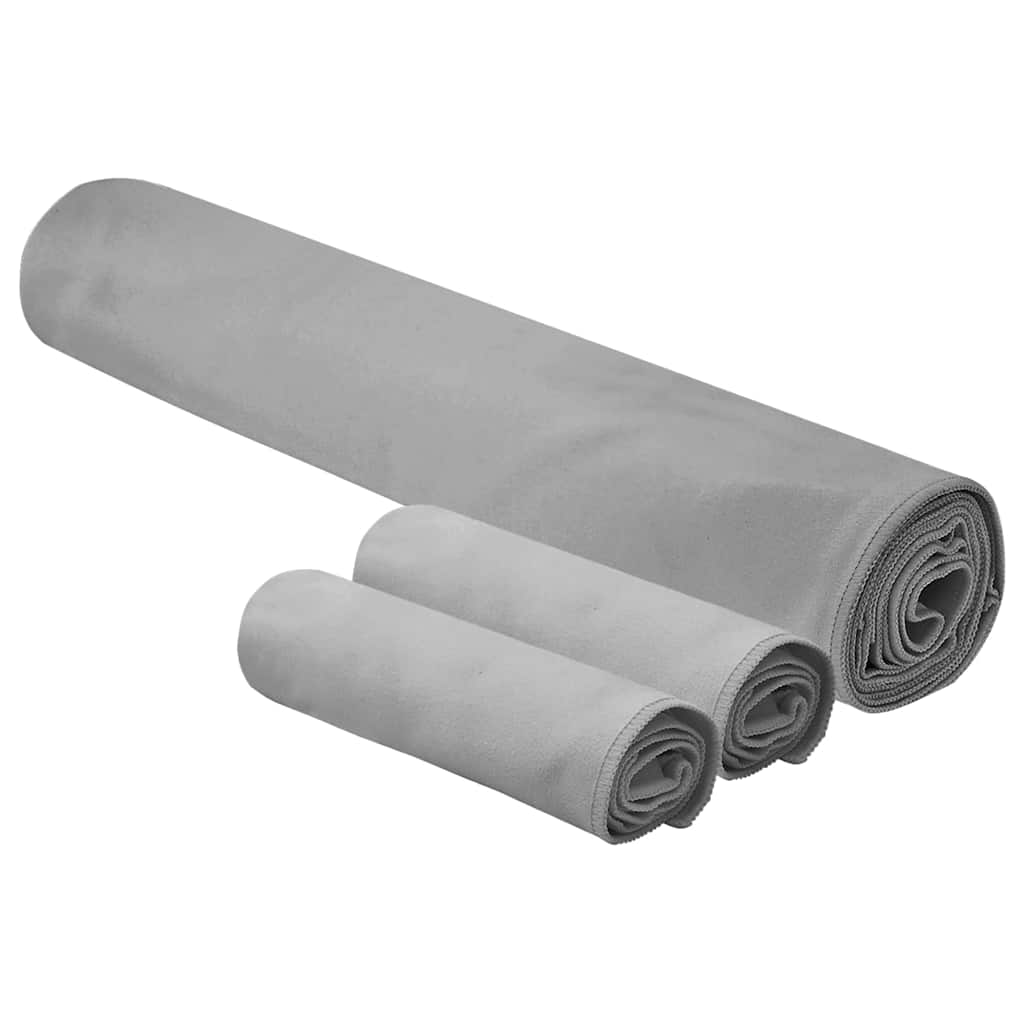 vidaXL Set van Sporthanddoeken 3 pcs Donkergrijs