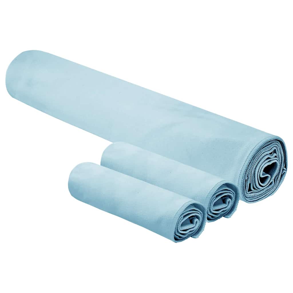vidaXL Set van Sporthanddoeken 3 pcs Blauw Polyester en Polyamide