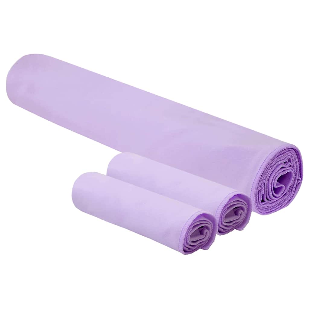 vidaXL Set van Sporthanddoeken 3 pcs Paars Polyester en Polyamide