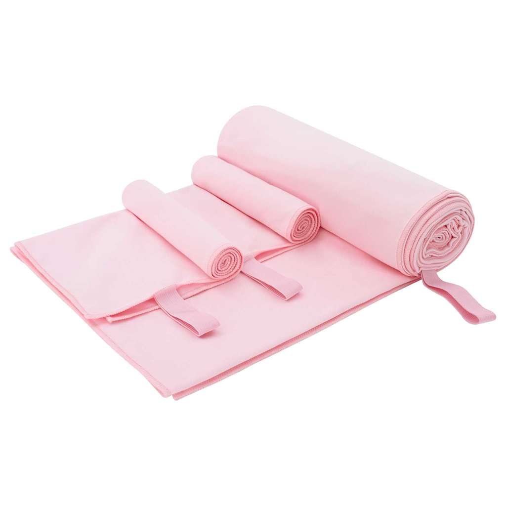 vidaXL Set de Prosoape Sport 3 pcs Roz Poliester și poliamidă