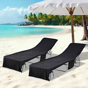 Ručníky na lehátko 2 pcs Černá 210 x 75 cm Polyester a polyamid - obrázek 1