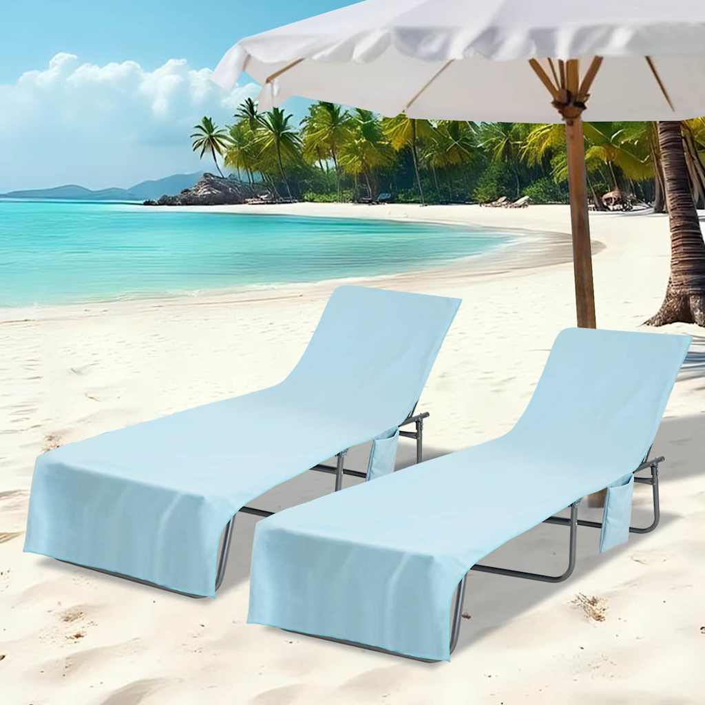 vidaXL Prosoape pentru șezlong 2 pcs albastru 210 x 75 cm