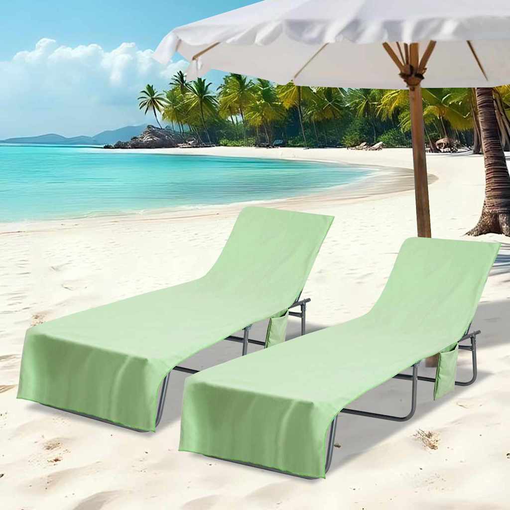 vidaXL Prosoape pentru șezlong 2 pcs Verde 210 x 75 cm