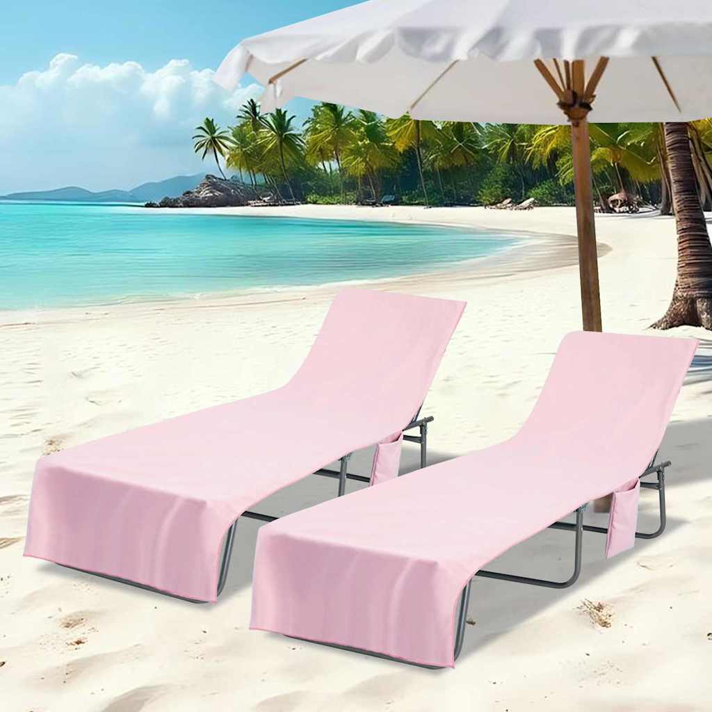 vidaXL Prosoape pentru șezlong 2 pcs Roz 210 x 75 cm