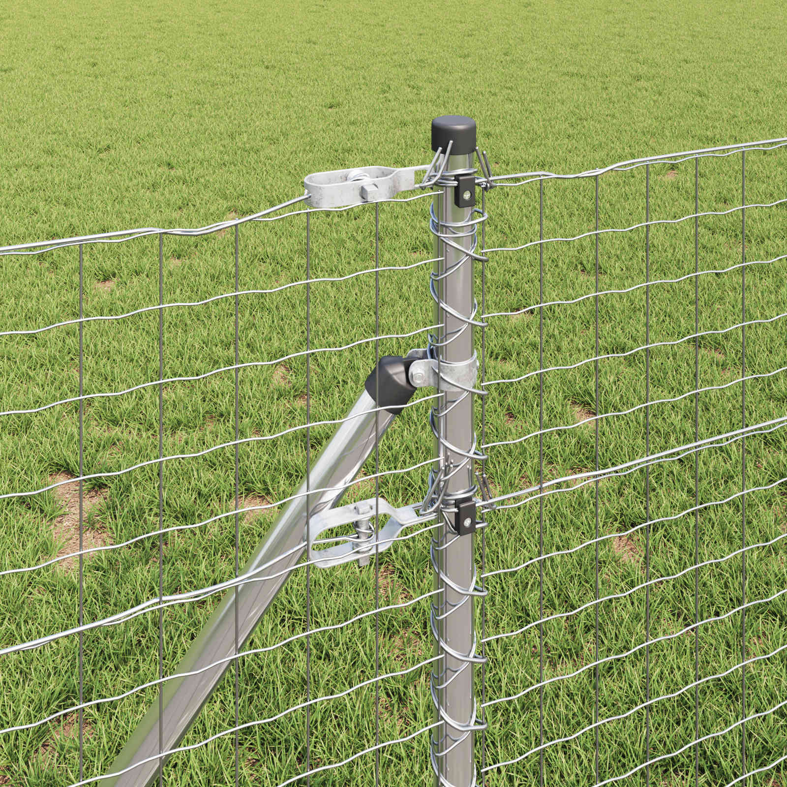 Aiapost 2 pcs Hõbedane 60 cm Pulbervärvitud Teras 3 Kõik vajalik sinu aeda ja koju! Aiapost 2 pcs Hõbedane 60 cm Pulbervärvitud Teras - Image 3