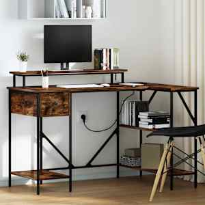 Miza s polico Dimljeni oreh 120 x 79 x 86,5 cm Konstruiran les