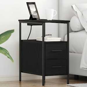 Nočna omarica s predalom 2 pcs Črna Orehovina 30 x 48 x 61 cm