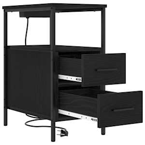 Noční skříňka 2 pcs Černý dub 30 x 48 x 61 cm kompozitní dřevo - obrázek 6