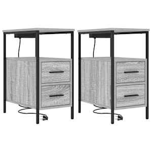 Noční skříňka se zásuvkou 2 pcs Šedá Sonoma 30 x 48 x 61 cm - obrázek 2
