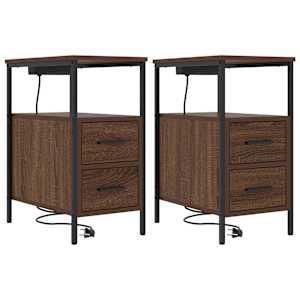 Noční skříňka 2 pcs Hnědý dub 30 x 48 x 61 cm kompozitní dřevo - obrázek 2