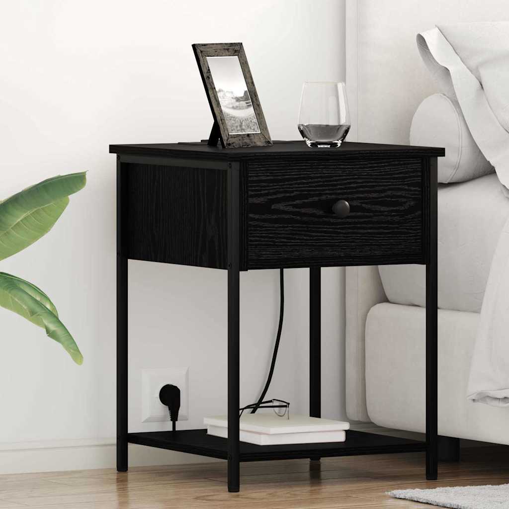 Нощни шкафчета 2 pcs Черен дъб 42 x 41 x 56 см Инженерно дърво