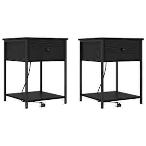 Noční skříňka 2 pcs Černý dub 42 x 41 x 56 cm kompozitní dřevo - obrázek 2