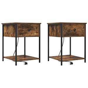 Noční skříňka se zásuvkou 2 pcs Kouřový dub 42 x 41 x 56 cm - obrázek 2